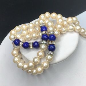 🌺Vintage Pearl & Lapis Necklace